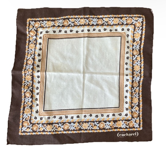 Set of 3 Cacharel Cloth Napkins Brown Beige Floral Square Fabric Boho- Used - Picture 2 of 6